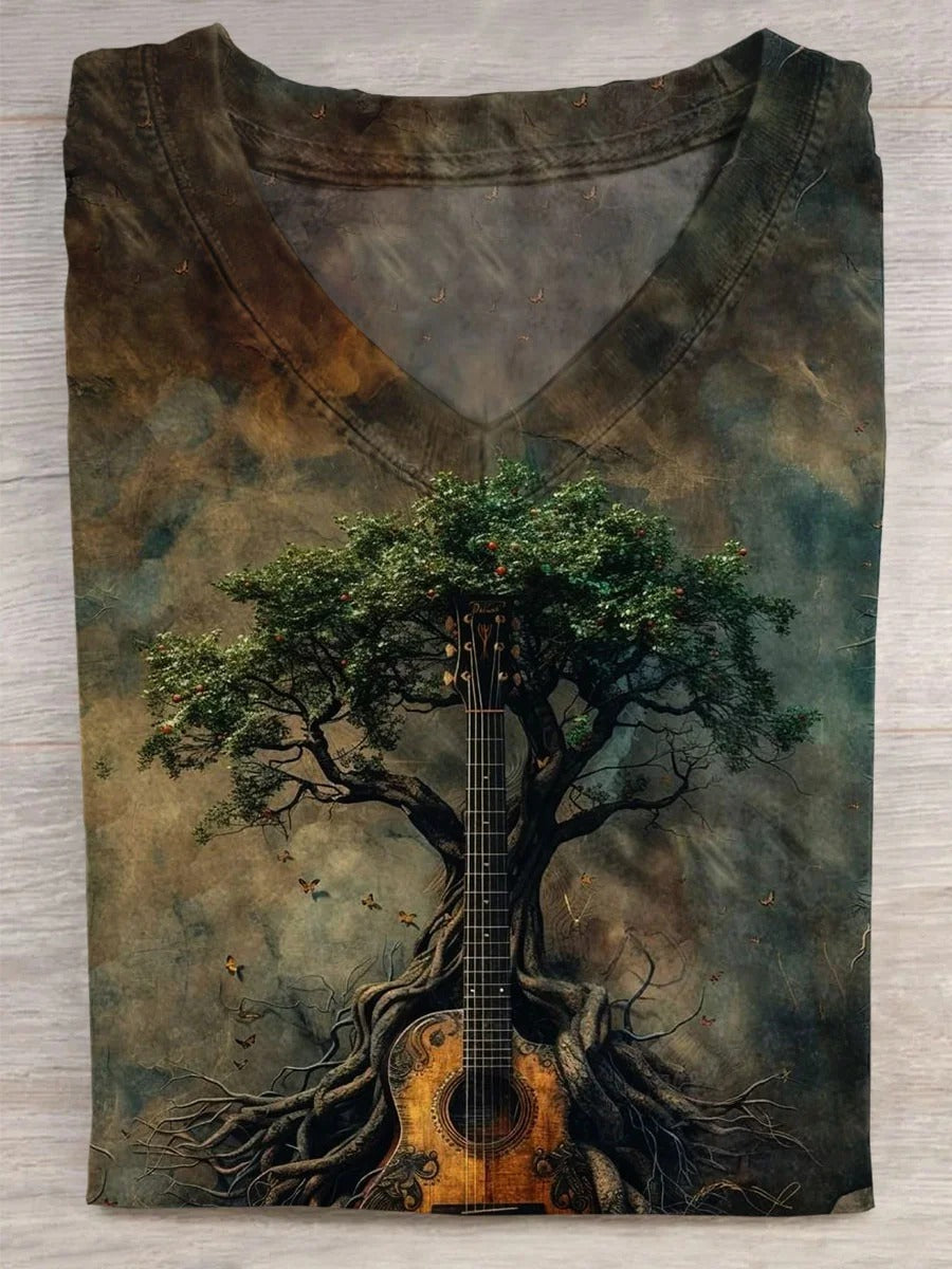 Vintage Roots of strings Art Print Casaul Short Sleeve T-shirt