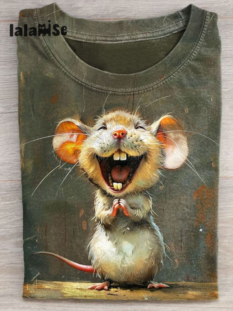 Happy Mood Lovely Cute Art Print Casaul Short Sleeve T-shirt
