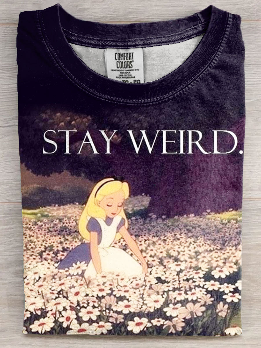 Stay Weird Art Print Casaul Short Sleeve T-shirt