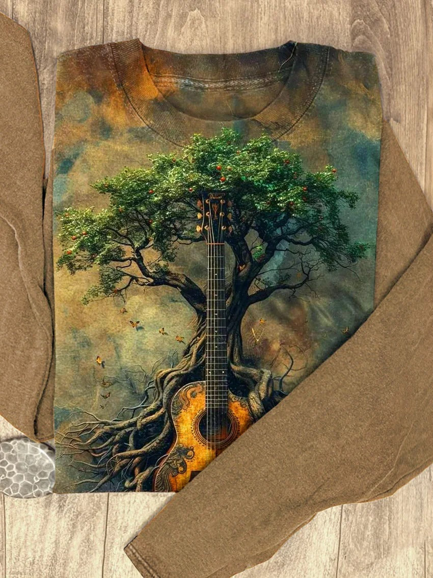 Vintage Roots of strings Art Print Casaul Short Sleeve T-shirt