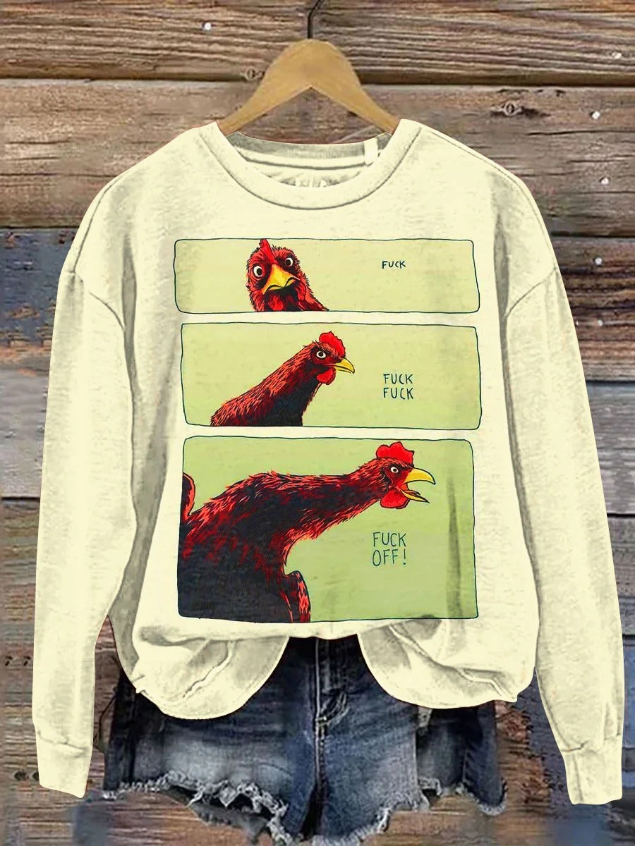 Chicken Funny Art Print Casaul T-shirt