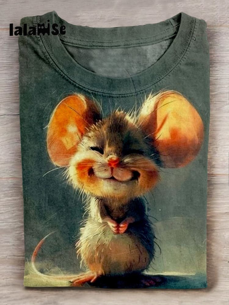 Happy Mood Lovely Cute Art Print Casaul Short Sleeve T-shirt