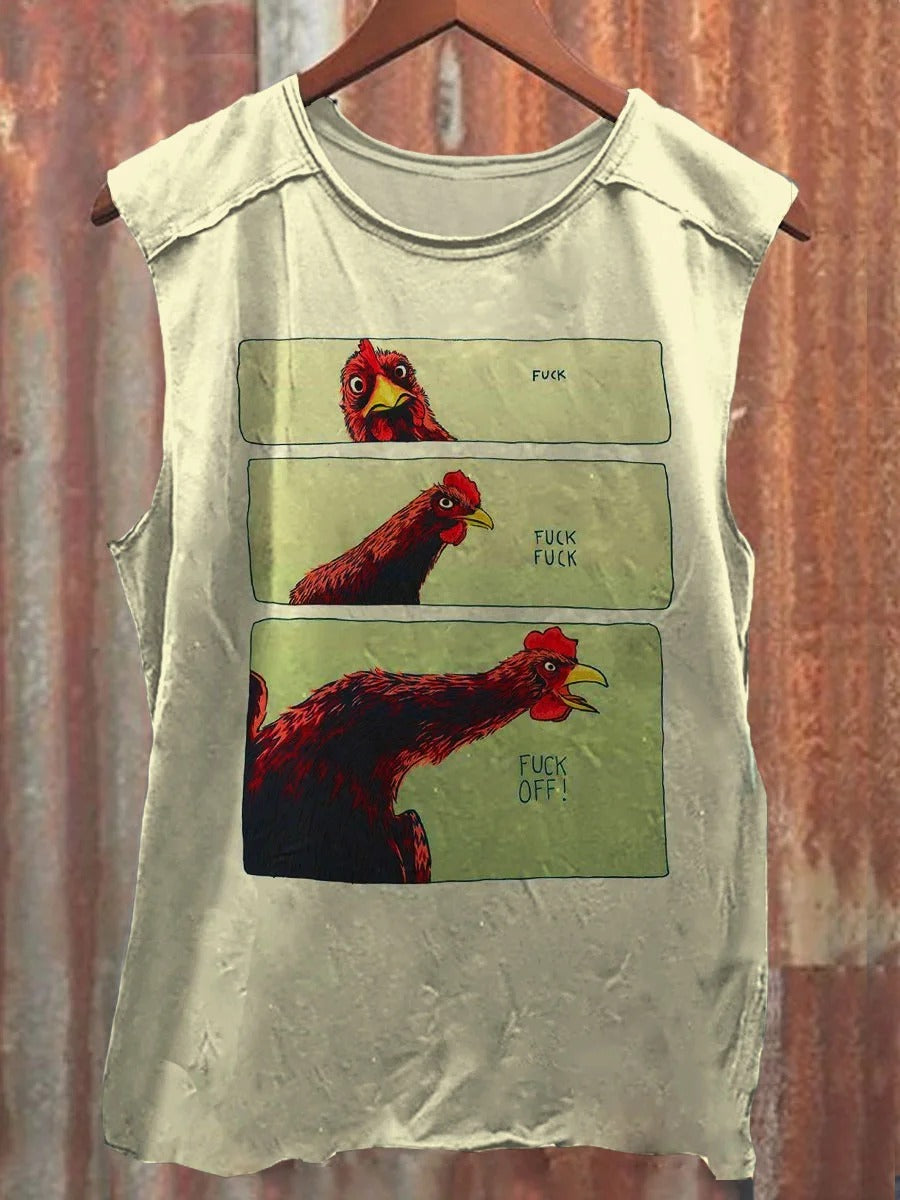 Chicken Funny Art Print Casaul T-shirt