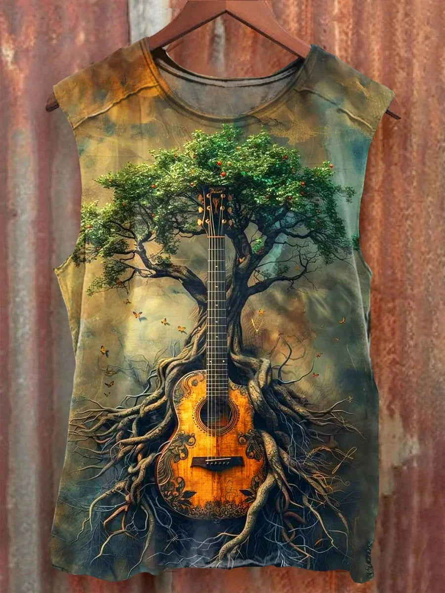 Vintage Roots of strings Art Print Casaul Short Sleeve T-shirt