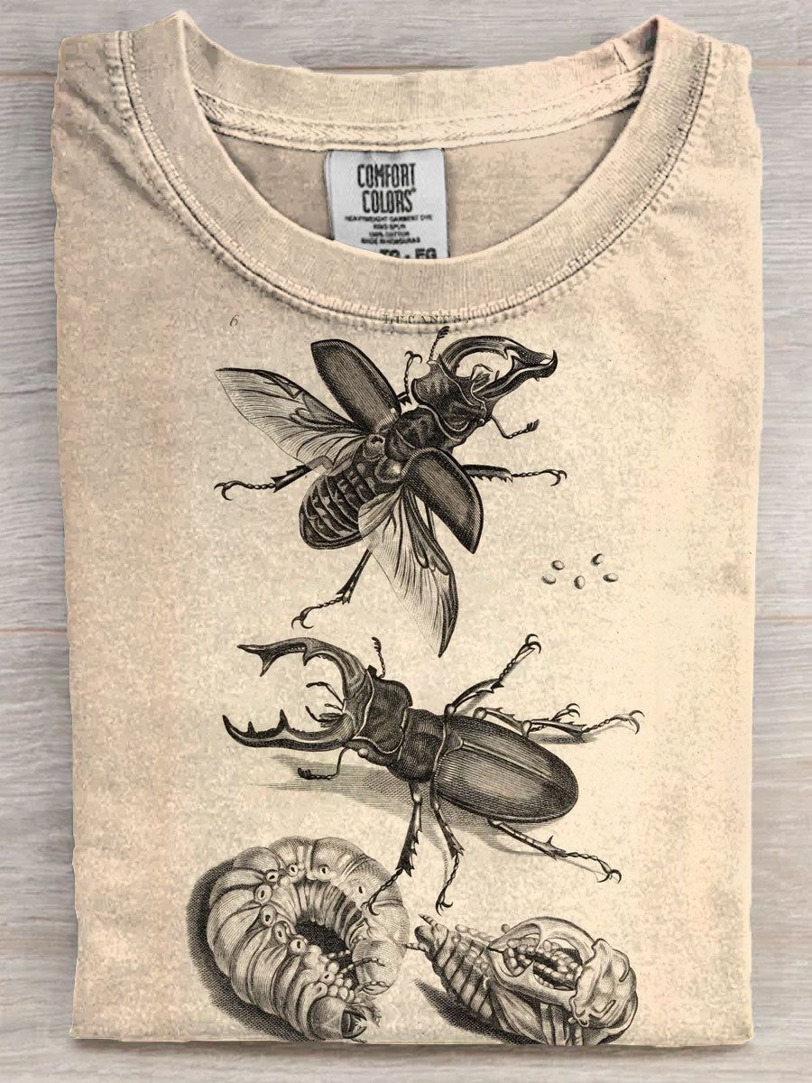Vintage Insects Art Print Casaul Short Sleeve T-shirt