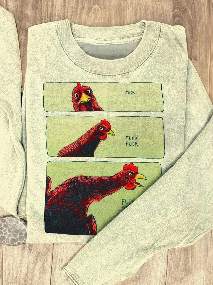 Chicken Funny Art Print Casaul T-shirt