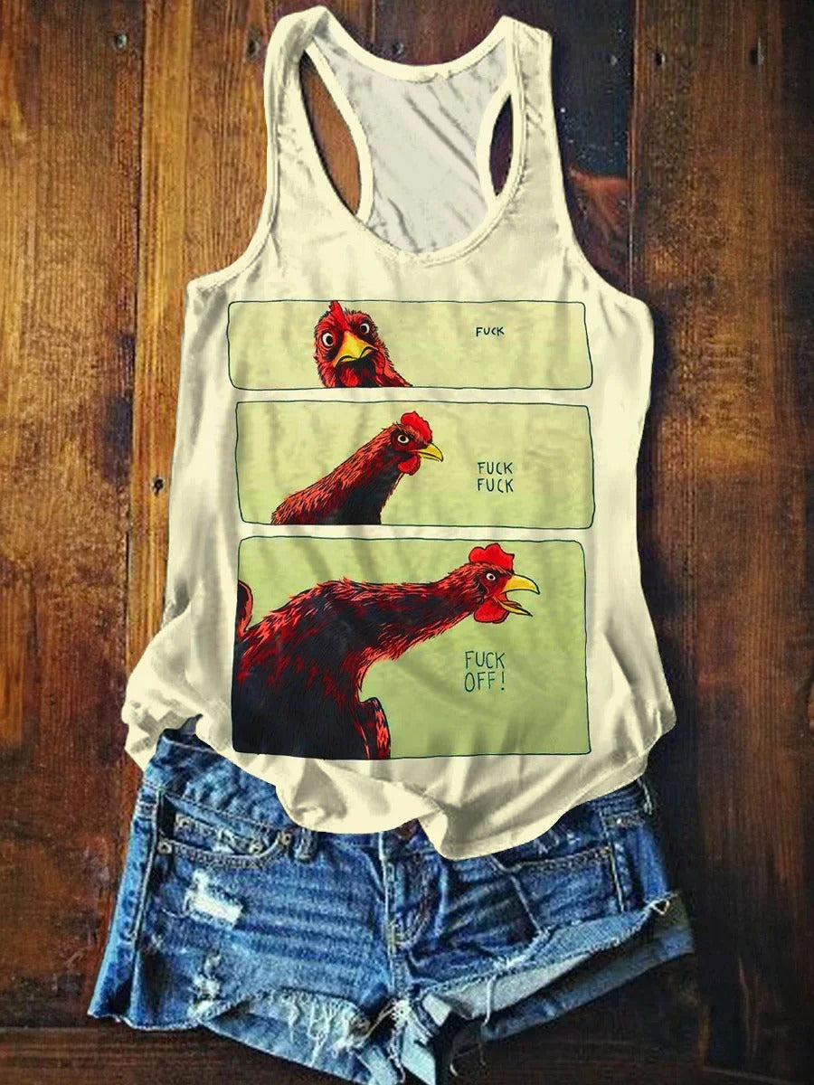 Chicken Funny Art Print Casaul T-shirt